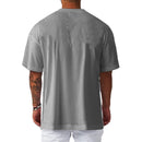 Oversized solto masculino casual esporte camiseta ginásio musculação fitness camisa de manga curta verão malha secagem rápida roupas respiráveis